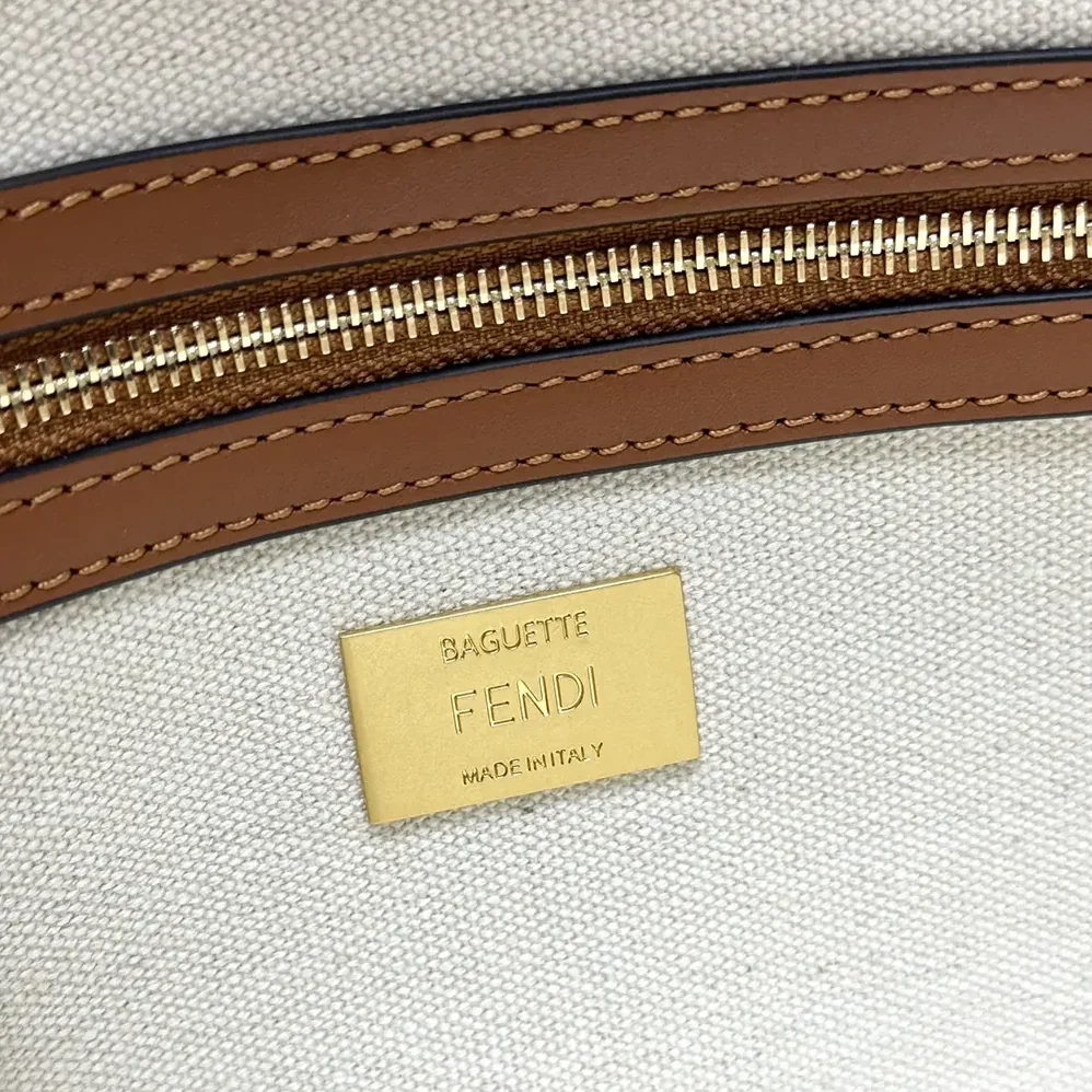 Fendi Baguette Canvas Bag with Multicolor FF Embroidery for Women