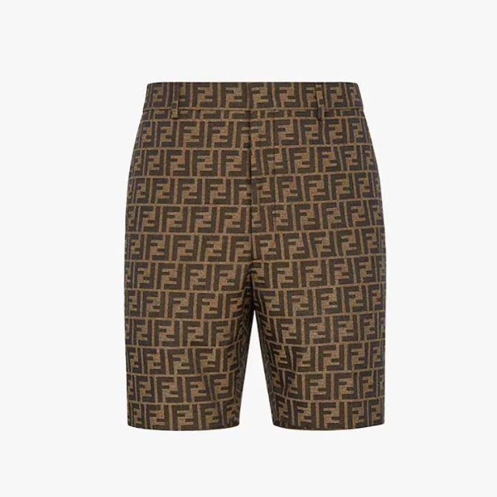 Fendi Bermudas Brown Fabric Pants for Men Fendi Bermudas Brown Fabric Pants for Men
