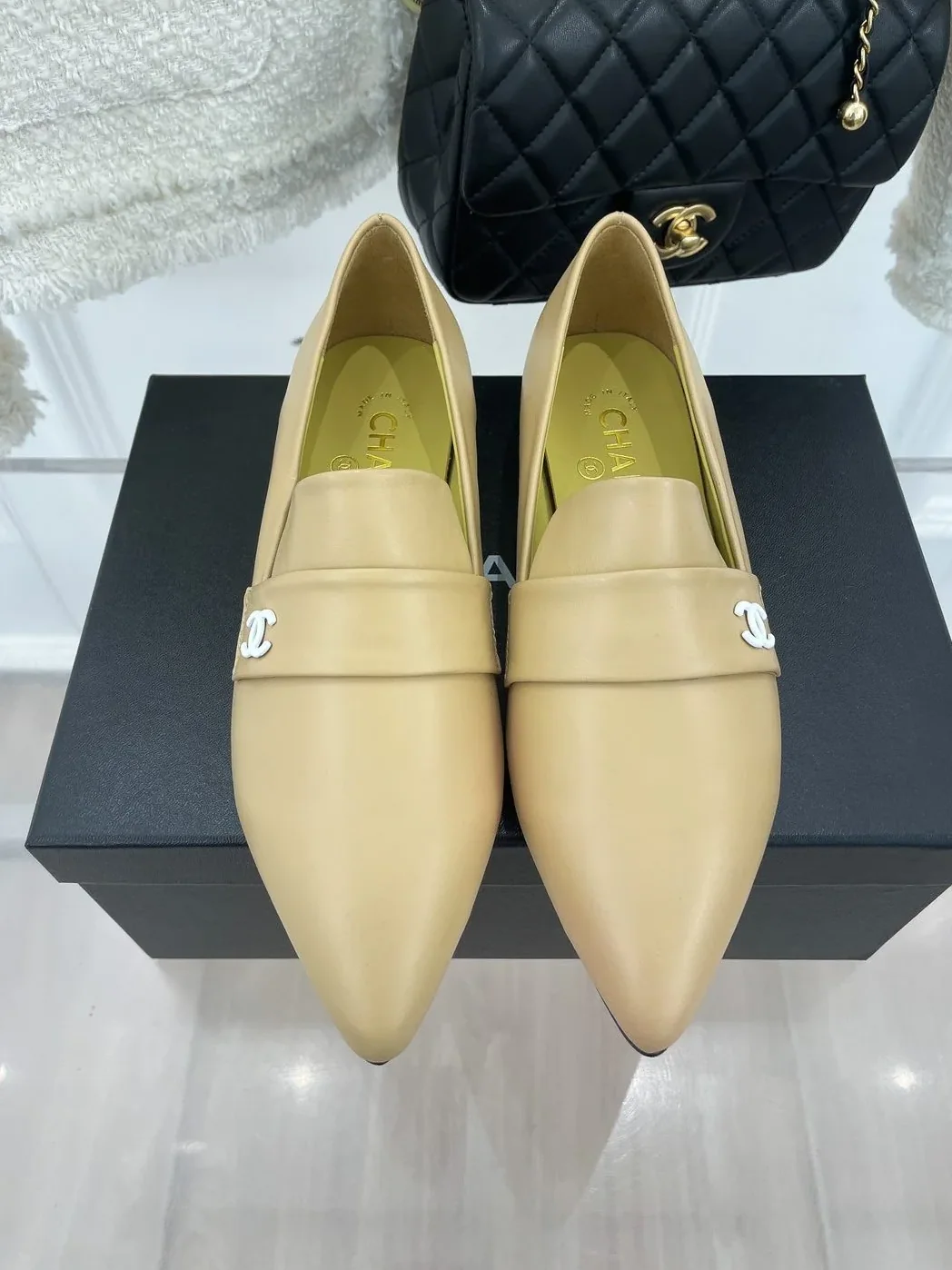 Chanel Loafer With Logo Beige for Women