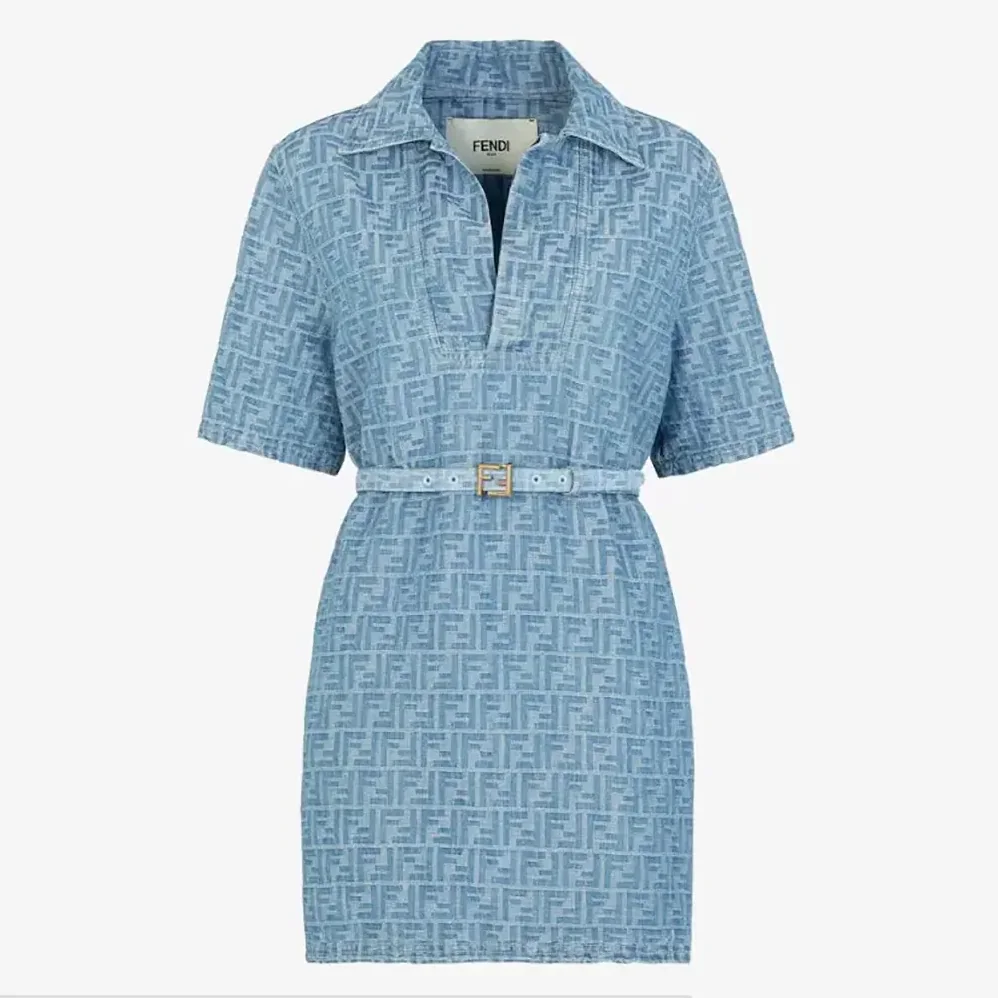 Fendi Light Blue FF Denim Dress for Women Fendi Light Blue FF Denim Dress for Women