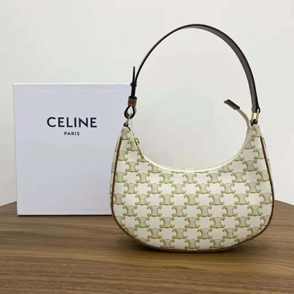 Celine Ava Bag in Triomphe Canvas and Calfskin for Women