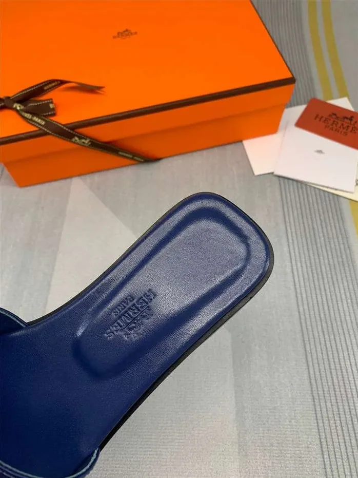 Hermes Oran Sandal Dark Blue