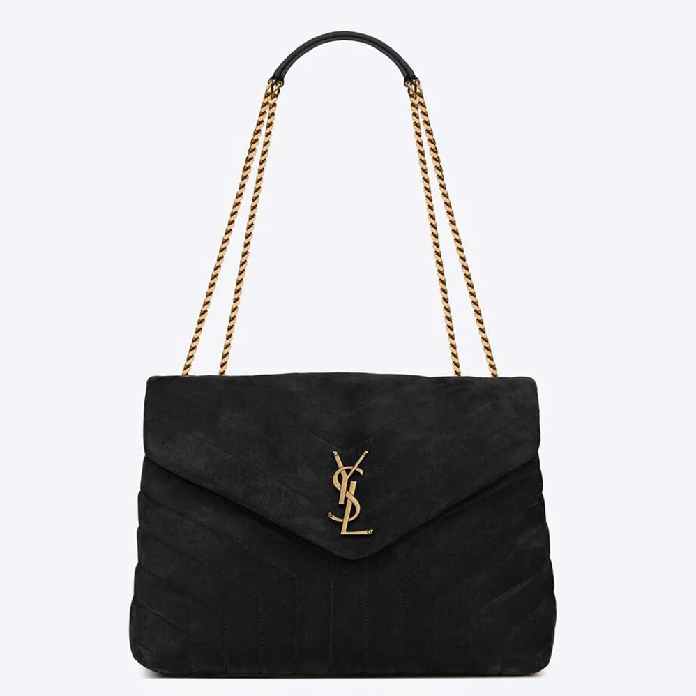 Saint Laurent YSL Loulou Medium in Matelassé Y Suede for Women in Black Saint Laurent YSL Loulou Medium in Matelassé Y Suede for Women in Black