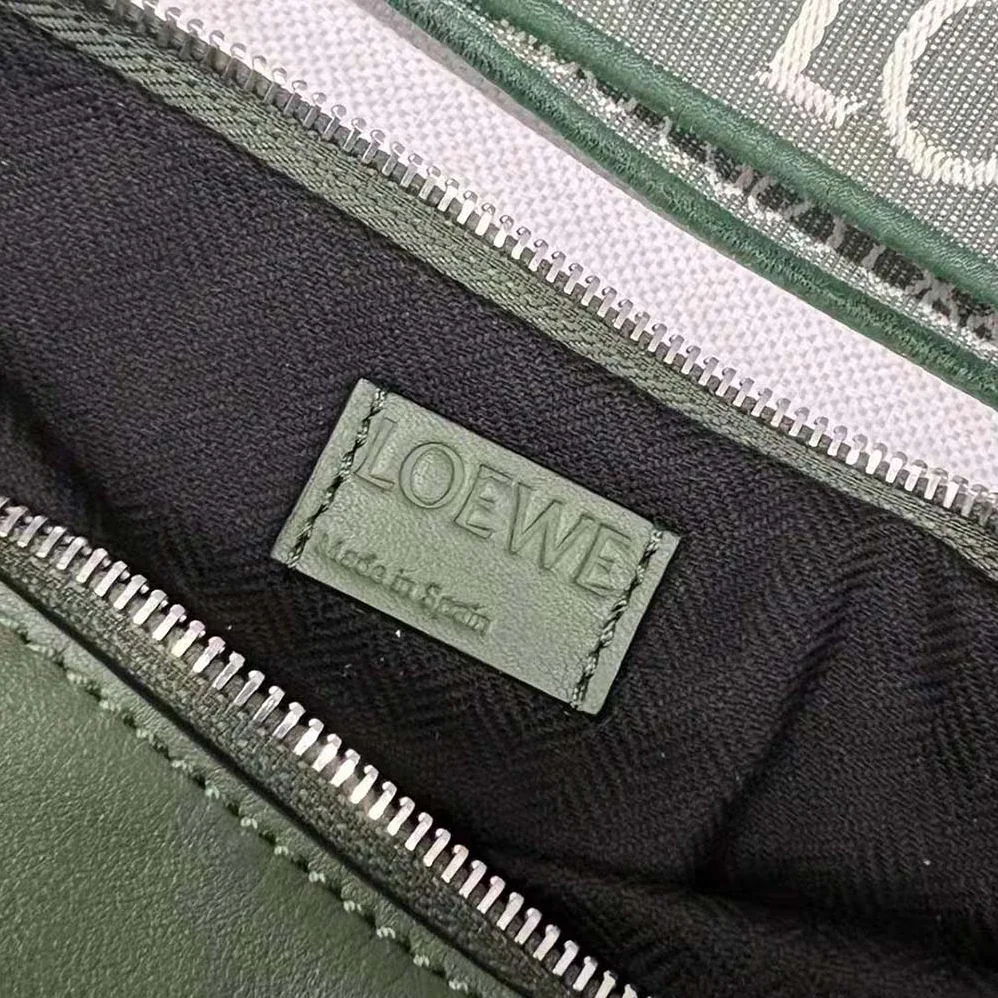 Loewe Anton Sling in Supple Smooth Calf and Jacquard for Men in Green Loewe Anton Sling in Supple Smooth Calf and Jacquard for Men in Green