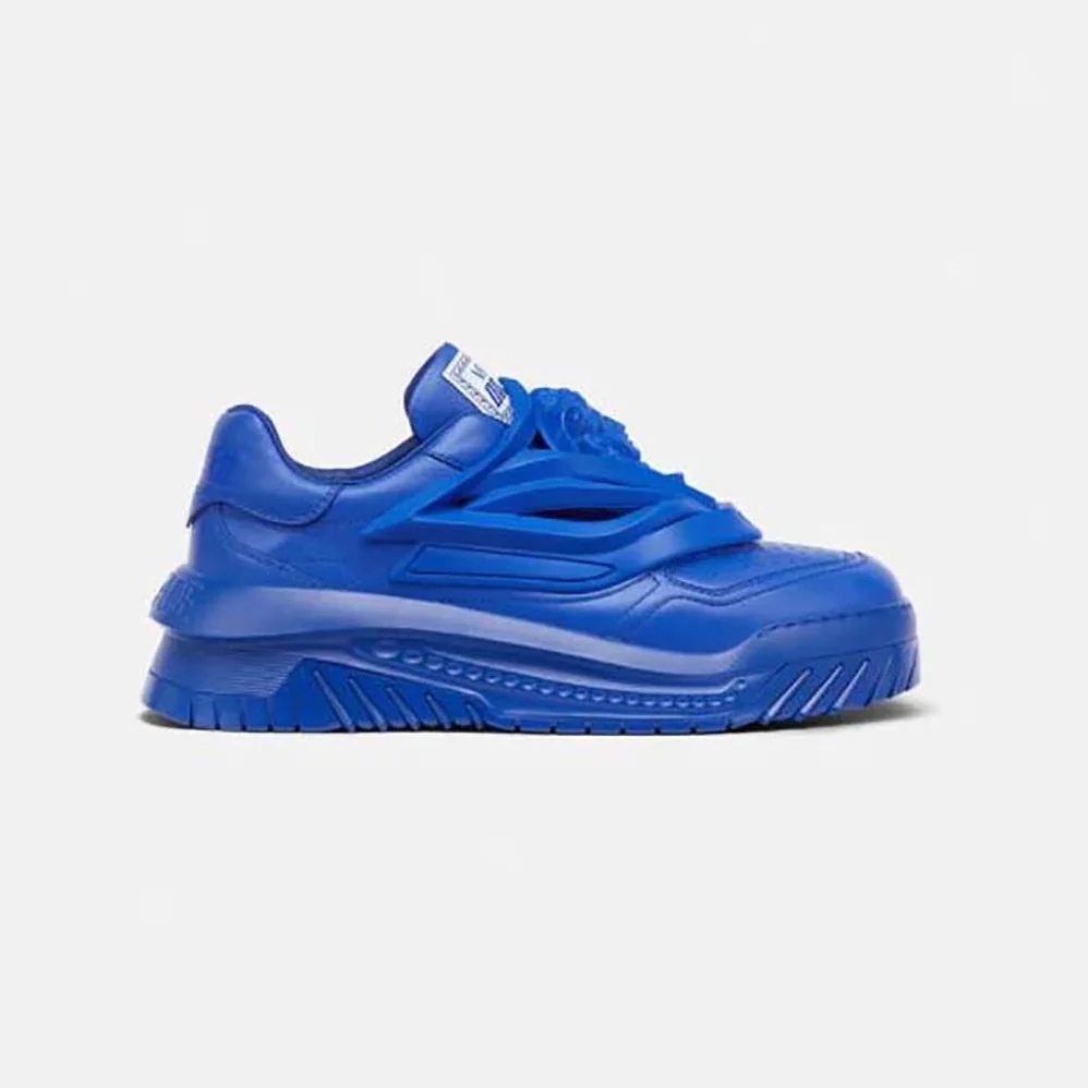 Versace Odissea Sneakers are Set on Rubber Soles with Perforated Toe Caps for Unisex in Blue Versace Odissea Sneakers are Set on Rubber Soles with Perforated Toe Caps for Unisex in Blue