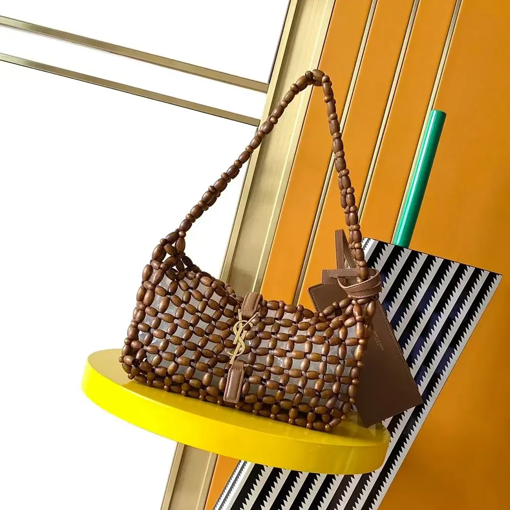 Saint Laurent YSL Le 5 À 7 In Wood Beads for Women in Brown