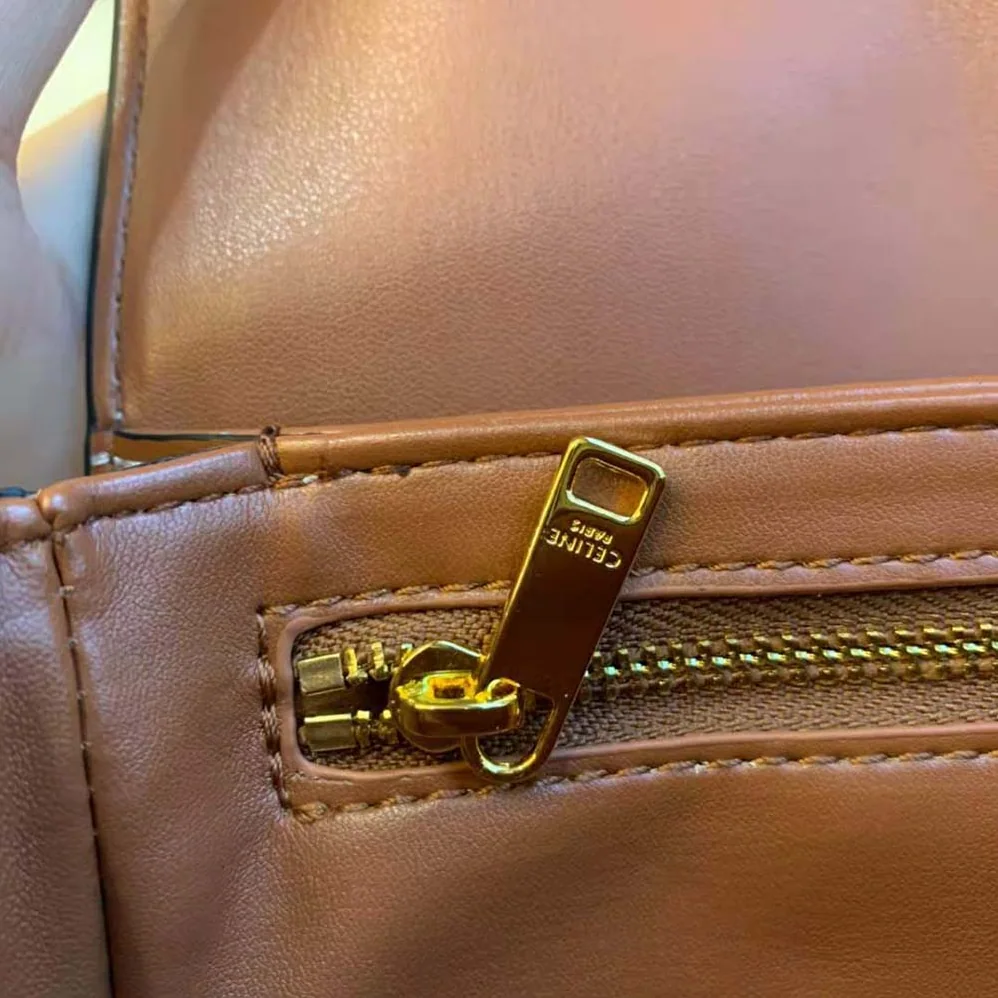 Celine Teen Triomphe Bag in Textile and Natural Calfskin for Women
