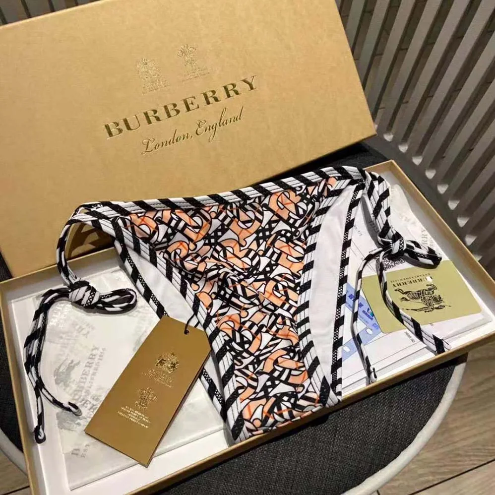 Burberry Monogram Print Stretch Nylon Triangle Bikini for Women