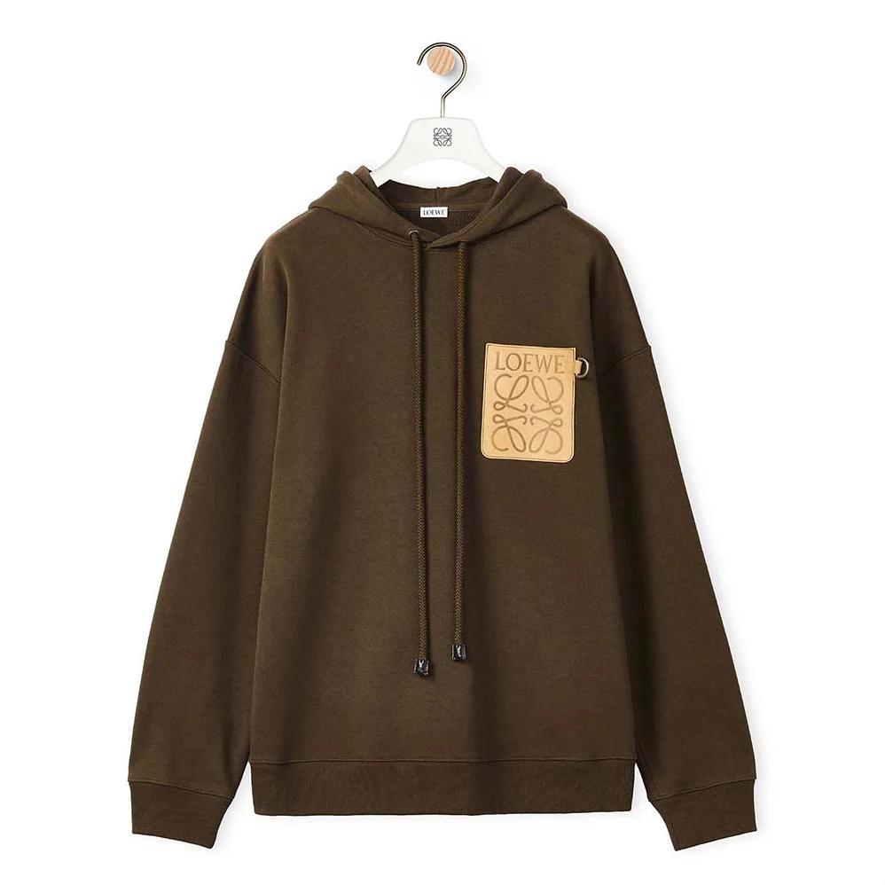 Loewe Anagram Leather Patch Hoodie in Cotton for Men