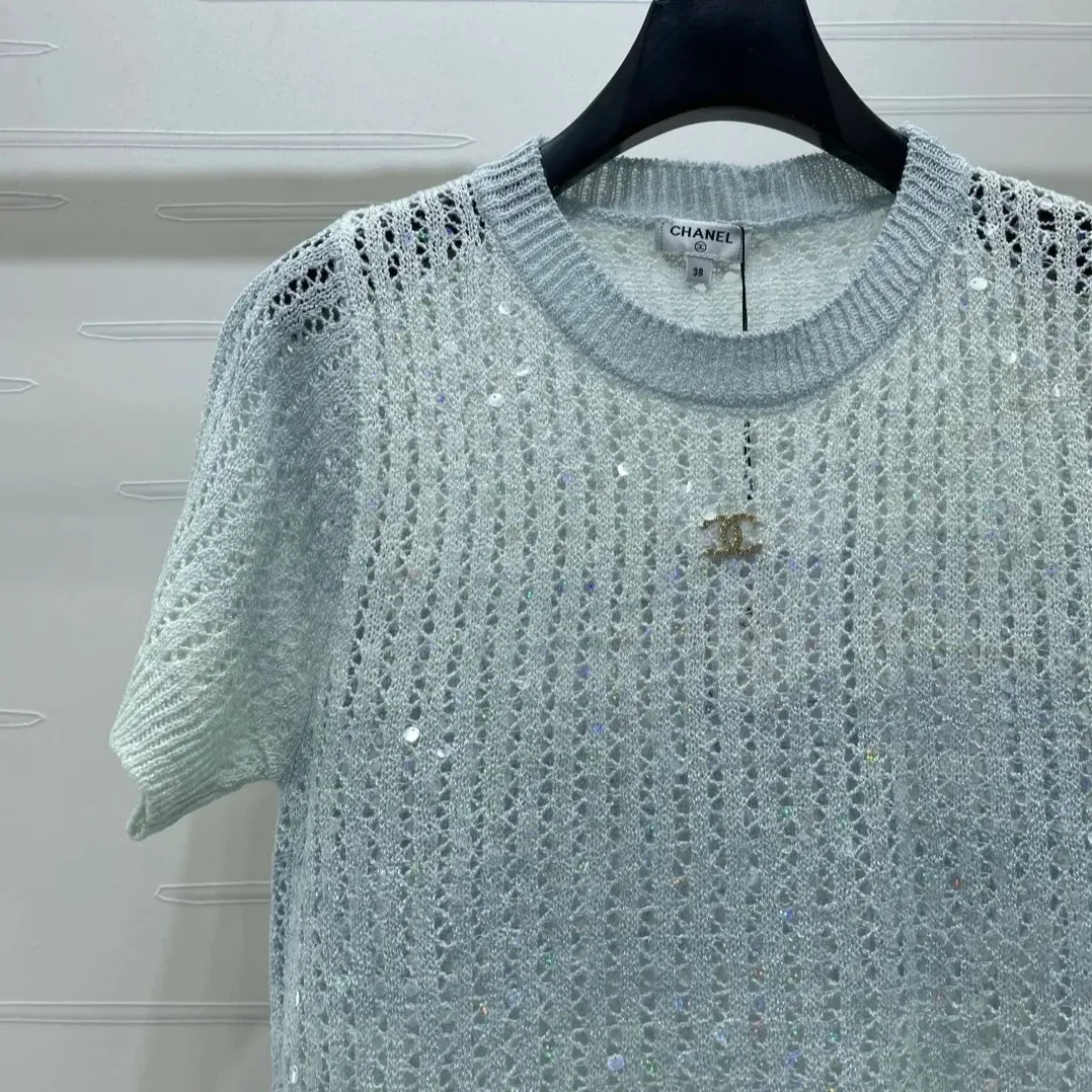 Chanel Sequin Embellished Top Ombre Blue