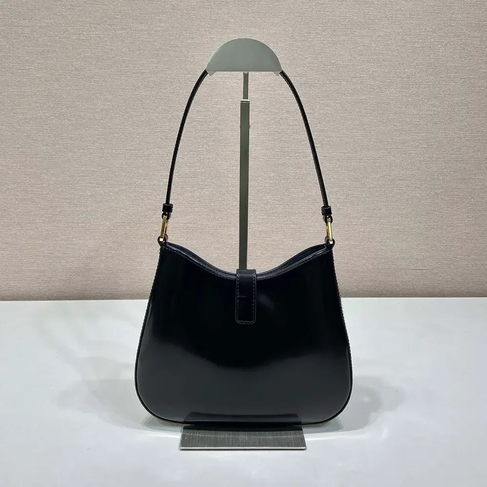 Prada Cleo Brushed Leather Shoulder Bag with Clasp Closure for Women Prada Cleo Brushed Leather Shoulder Bag with Clasp Closure for Women