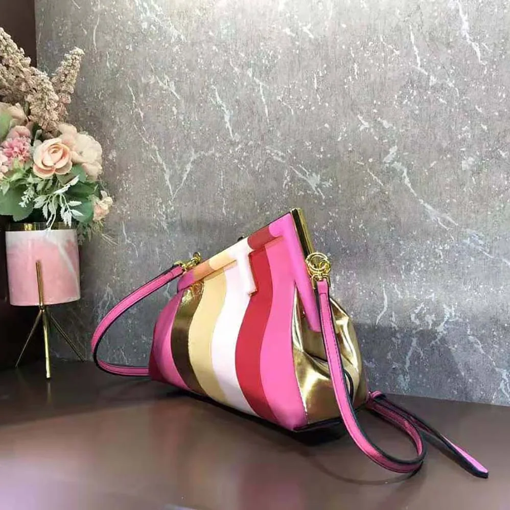 Fendi Fendi First Small Leather Bag with Multicolor Inlay for Women Fendi Fendi First Small Leather Bag with Multicolor Inlay for Women