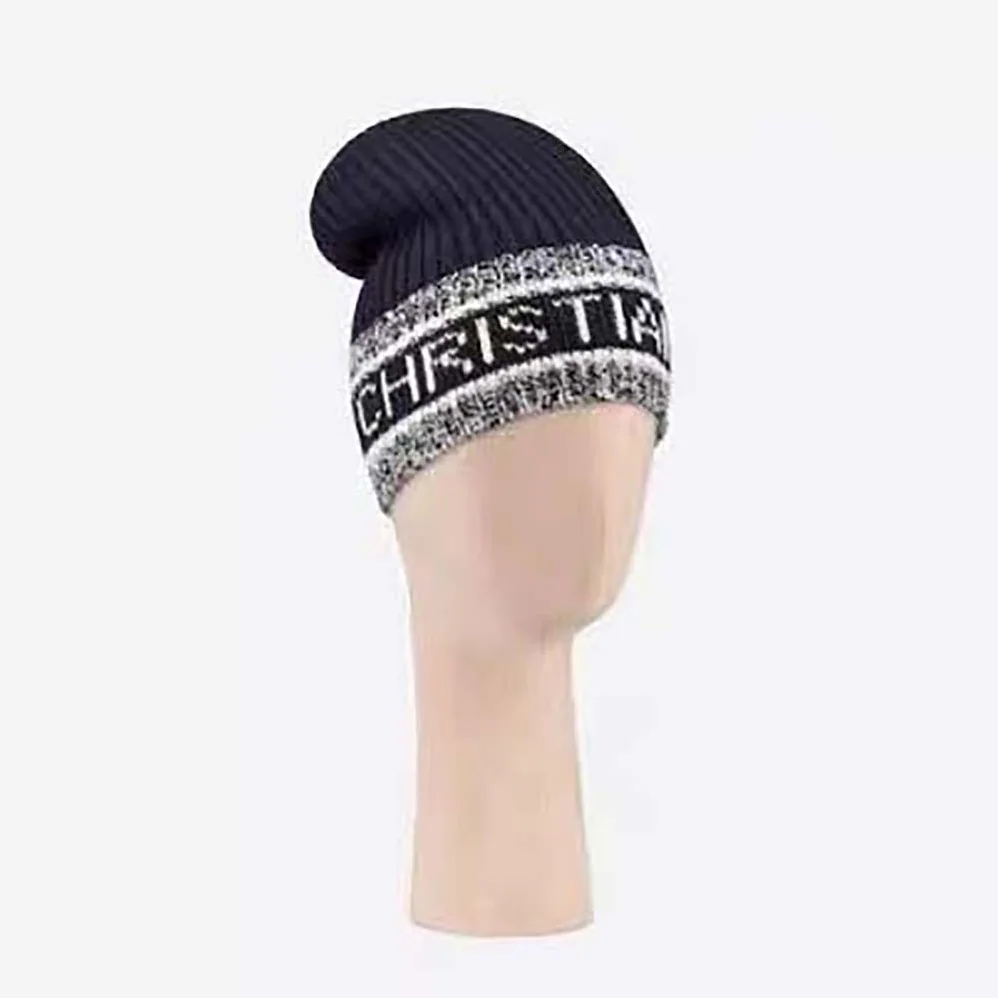 Dior D-White Beanie Black and Ivory Virgin Wool and Cashmere for Women Dior D-White Beanie Black and Ivory Virgin Wool and Cashmere for Women