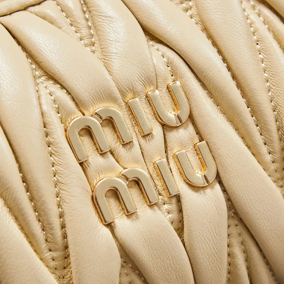 Miu Miu Wander Matelassé Nappa Leather Hobo Bag for Women in Soy Green Miu Miu Wander Matelassé Nappa Leather Hobo Bag for Women in Soy Green