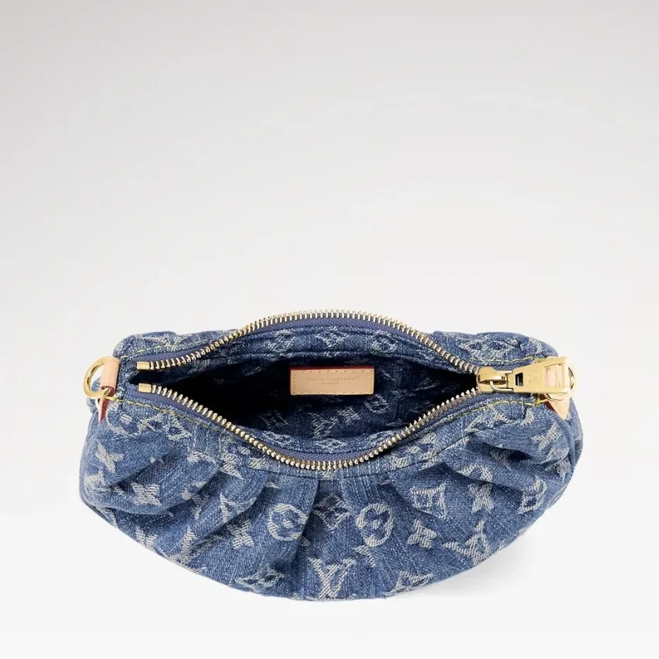 Louis Vuitton Pochette Valley Shoulder Bag in Denim Blue Gold Hardware