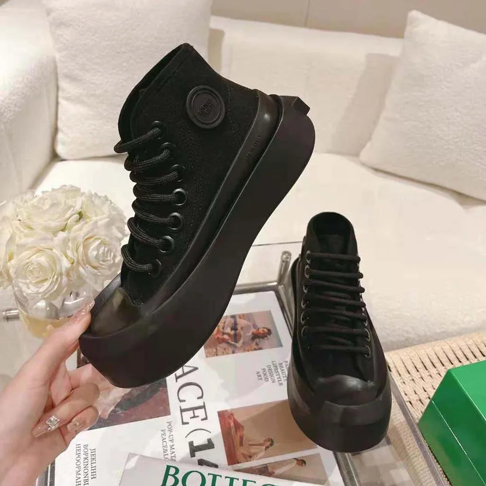 Bottega Veneta Jumbo Sneaker Nylon High Top Lace-up Sneakers for Unisex in Black Bottega Veneta Jumbo Sneaker Nylon High Top Lace-up Sneakers for Unisex in Black