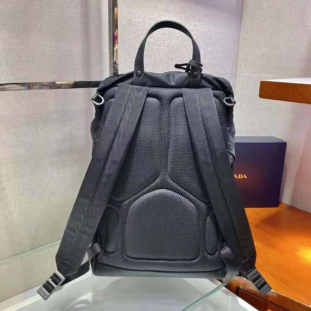 Prada Re-Nylon and Saffiano Leather Backpack for Women in Black