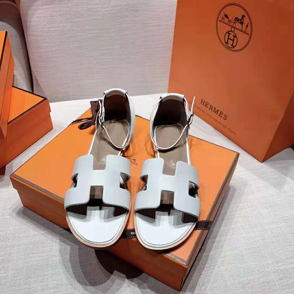 Hermes Santorini Sandal in Calfskin Leather for Women in White Hermes Santorini Sandal in Calfskin Leather for Women in White