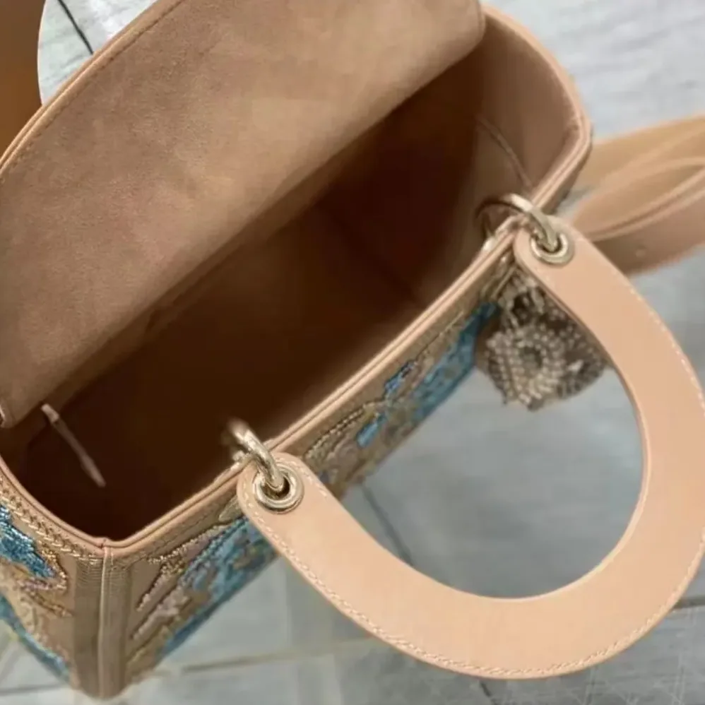 Dior Small Lady Bag Calfskin Embroidered with Multicolor Small Flowers for Women Dior Small Lady Bag Calfskin Embroidered with Multicolor Small Flowers for Women