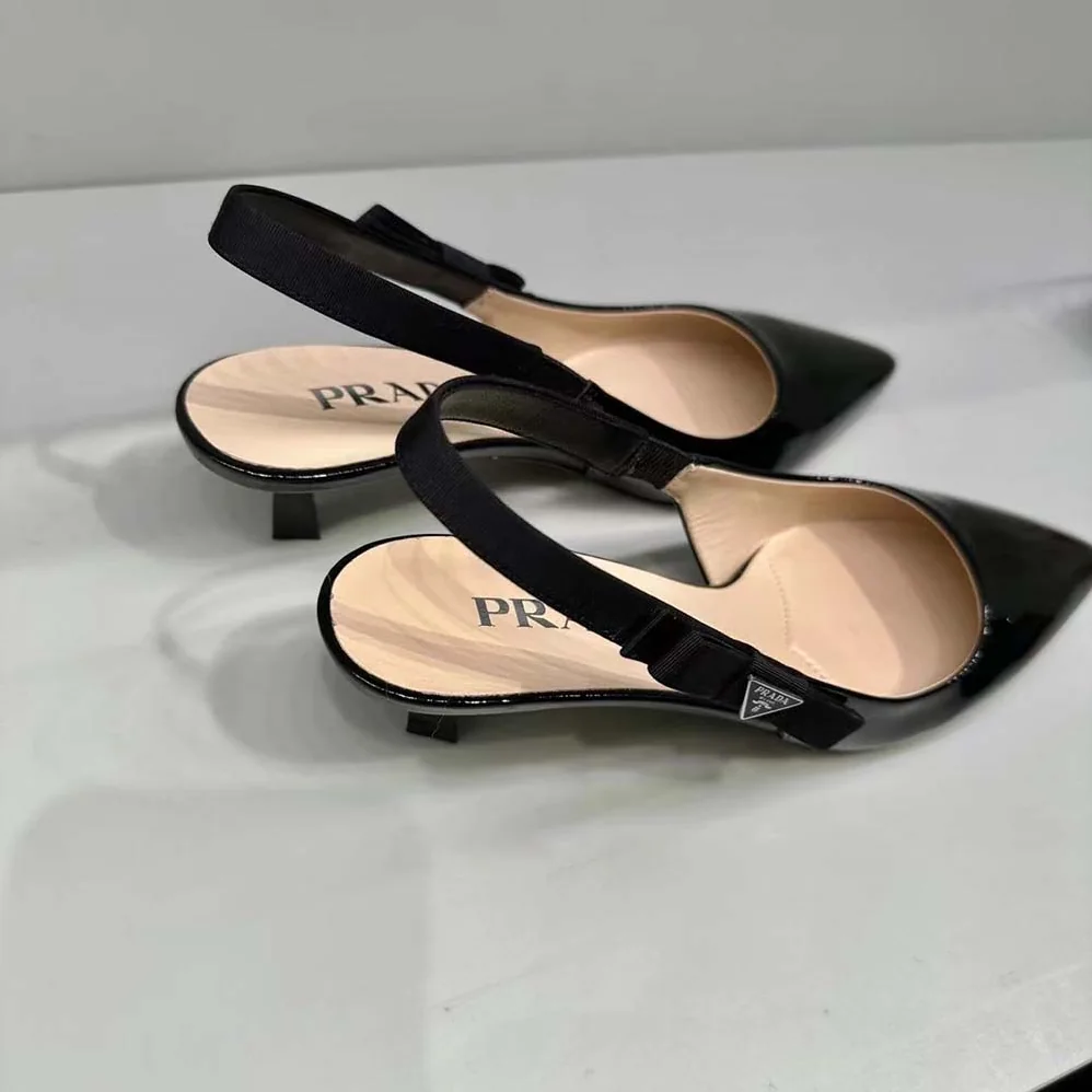 Prada Patent-Leather Slingback Pumps for Women in Black