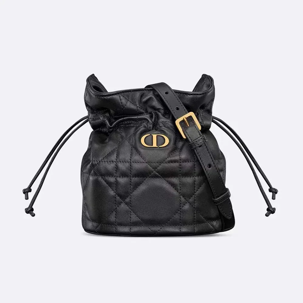 Dior Miss Caro Mini Bucket Bag with Drawstring Black Macrocannage Lambskin for Women Dior Miss Caro Mini Bucket Bag with Drawstring Black Macrocannage Lambskin for Women