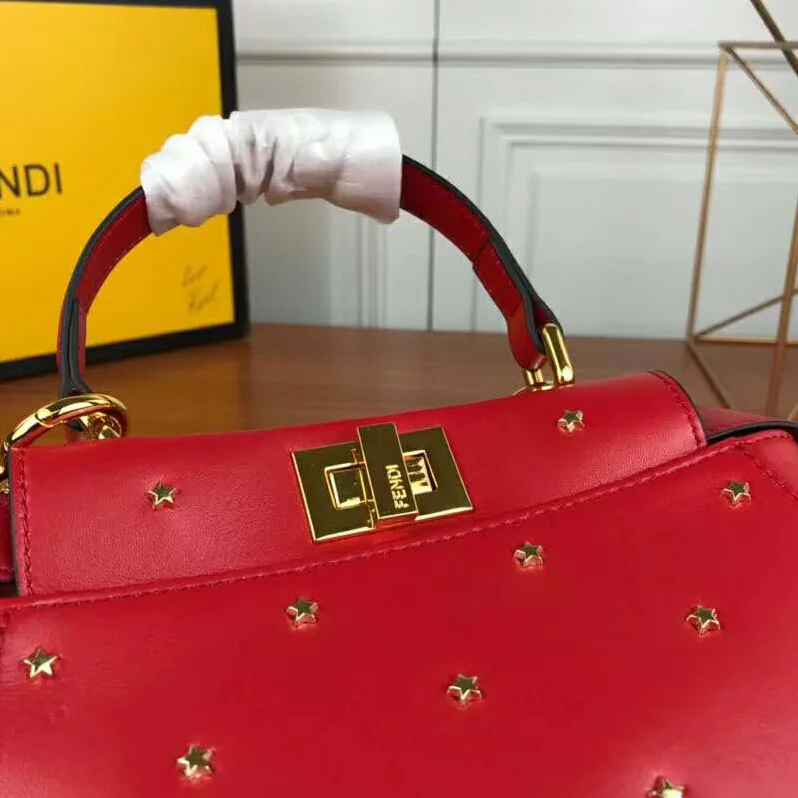 Fendi Peekaboo XS Leather Mini-Bag for Women in Red