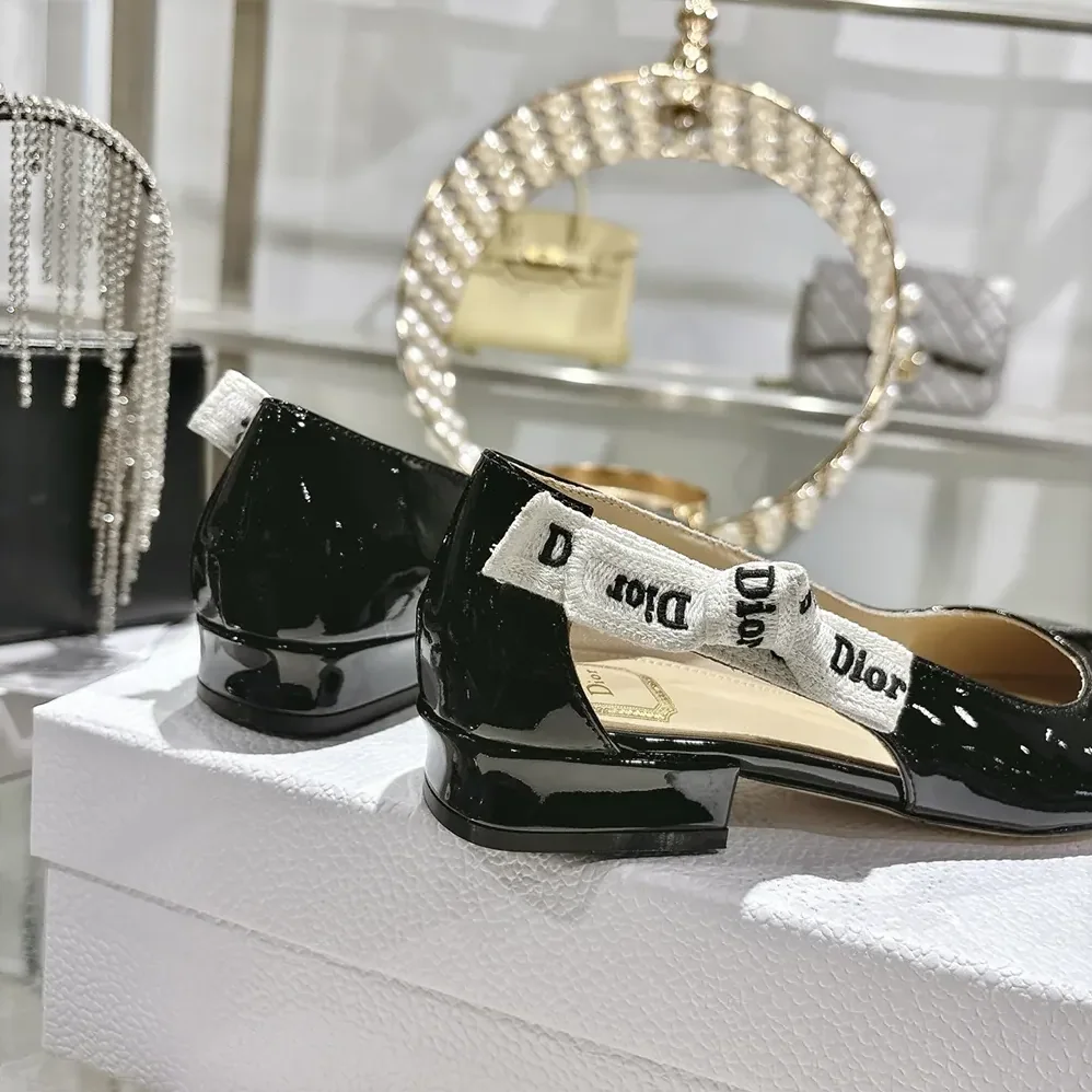Dior J'Adior Ballet Flat Black Patent Calfskin for Women