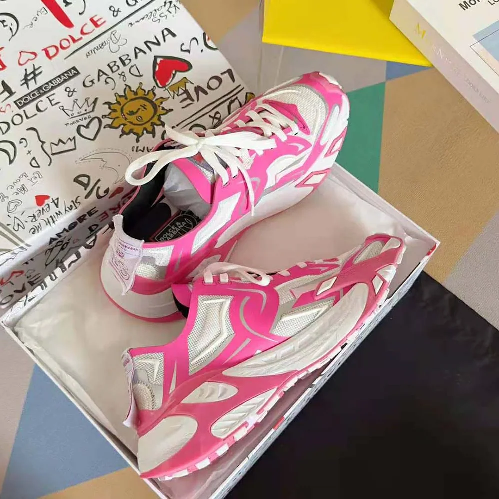 Dolce Gabbana D&G Technical Fabric Fast Sneakers for Women in Pink Dolce Gabbana D&G Technical Fabric Fast Sneakers for Women in Pink