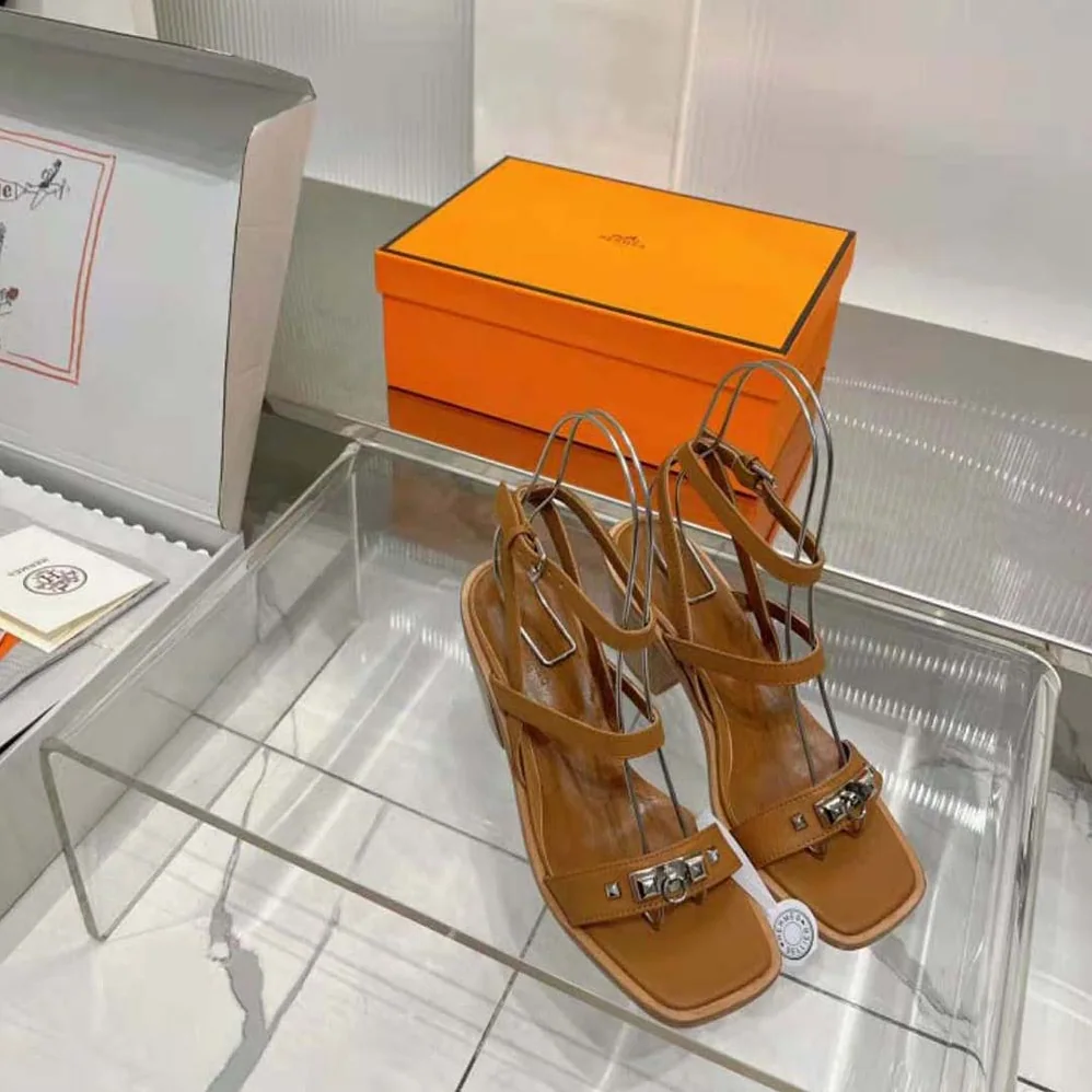 Hermes Ivresse 65 Sandal in Calfskin-Brown H241152Z for Women