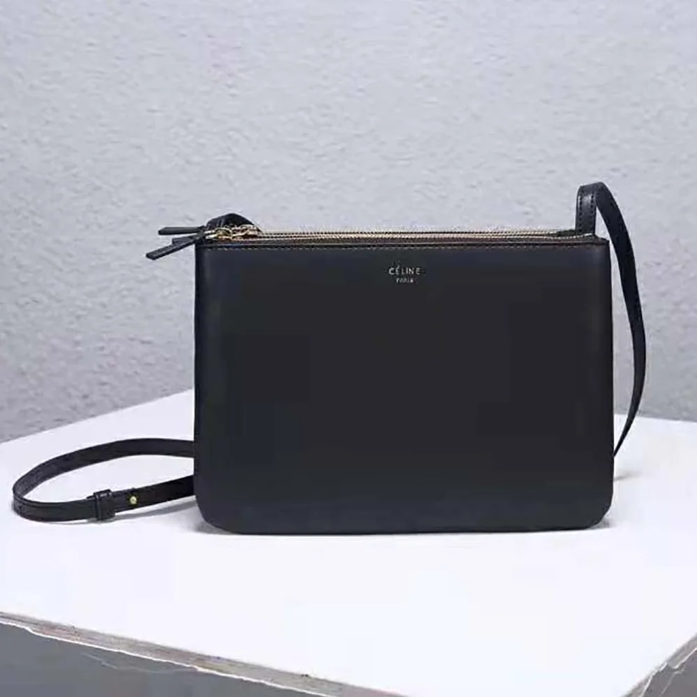 Celine Large Trio Bag in Smooth Lambskin for Women in Black