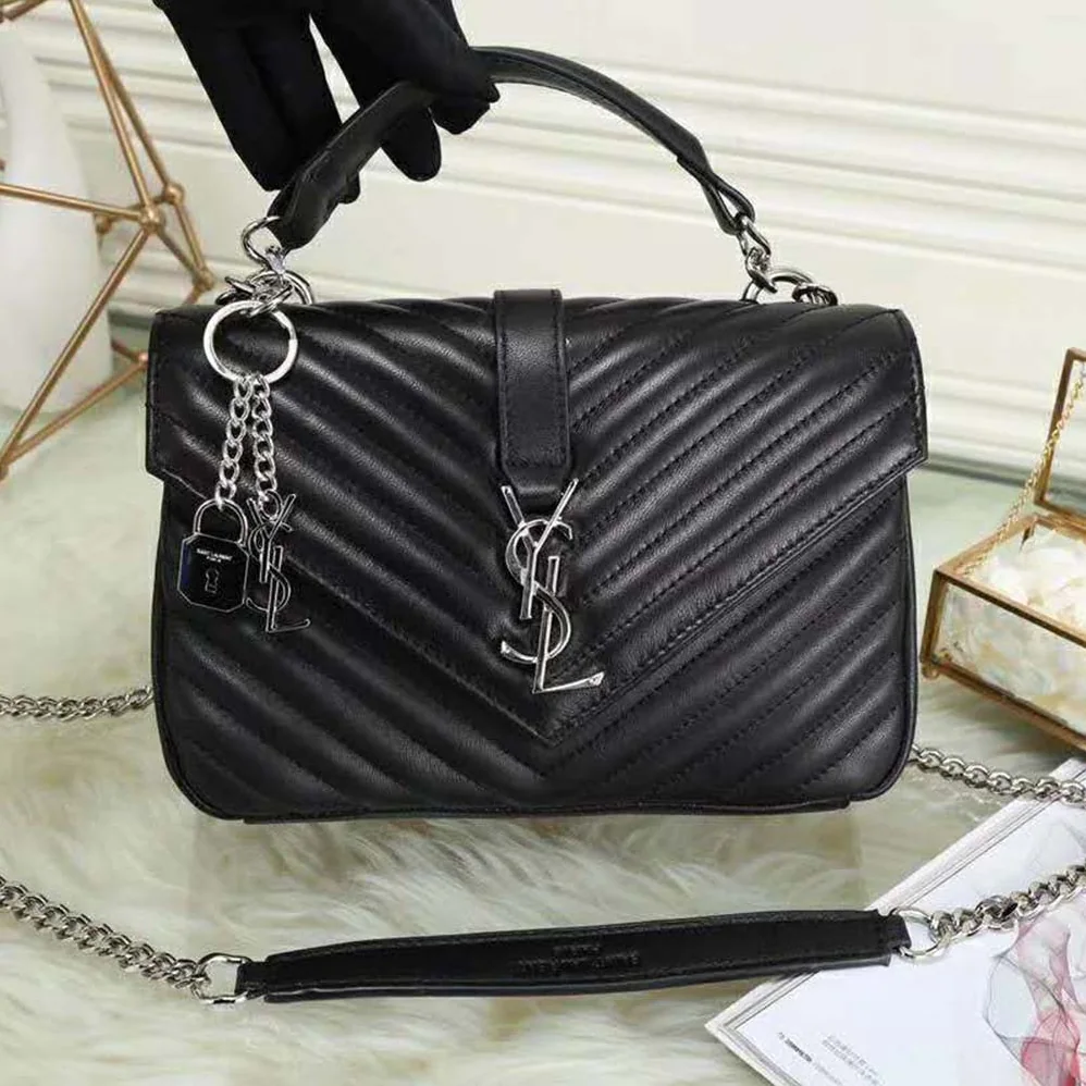 Saint Laurent YSL Classic Large College Bag Matelasse Leather in Black