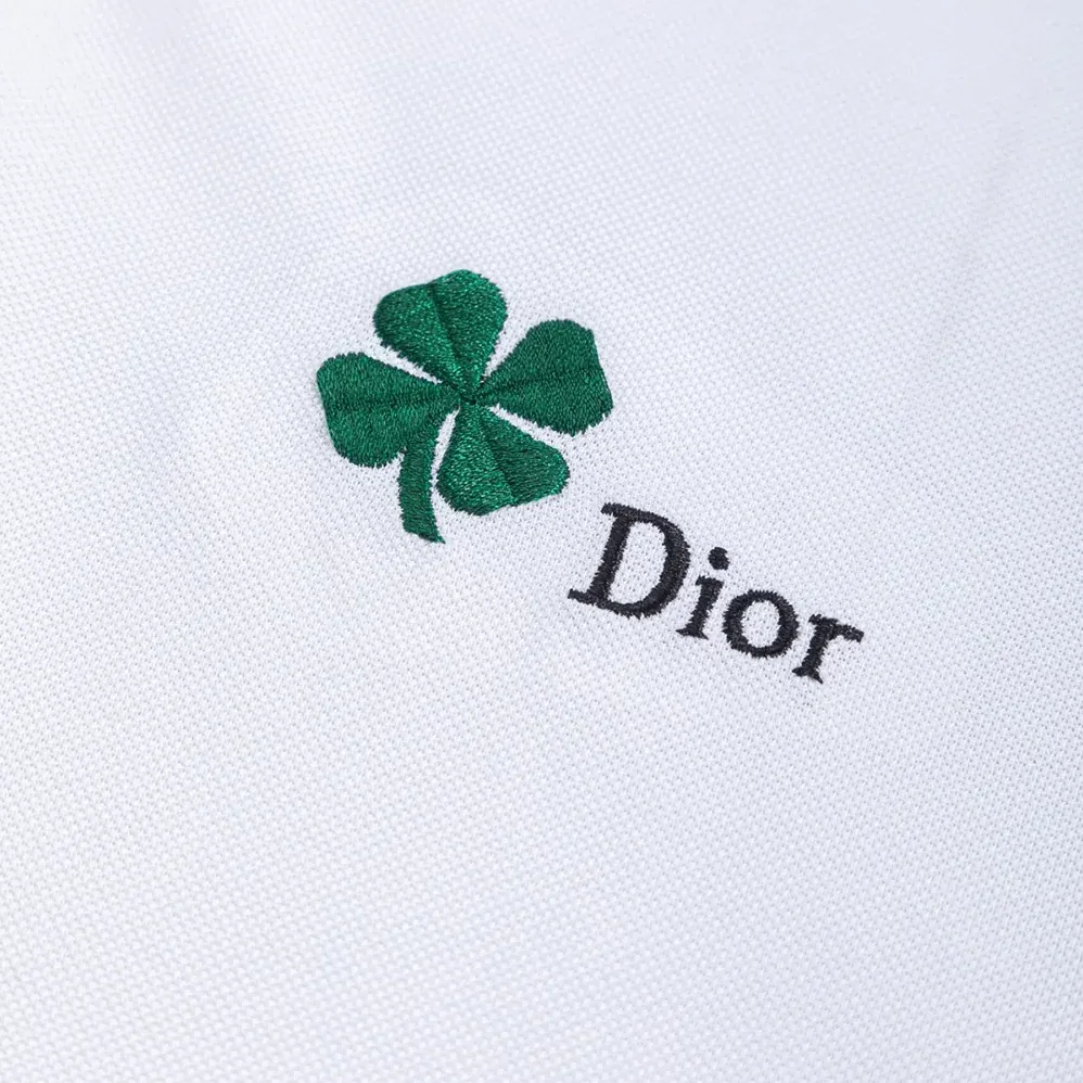 Dior Polo Shirt with Dior Clover Embroidery White Cotton Piqué for Women Dior Polo Shirt with Dior Clover Embroidery White Cotton Piqué for Women