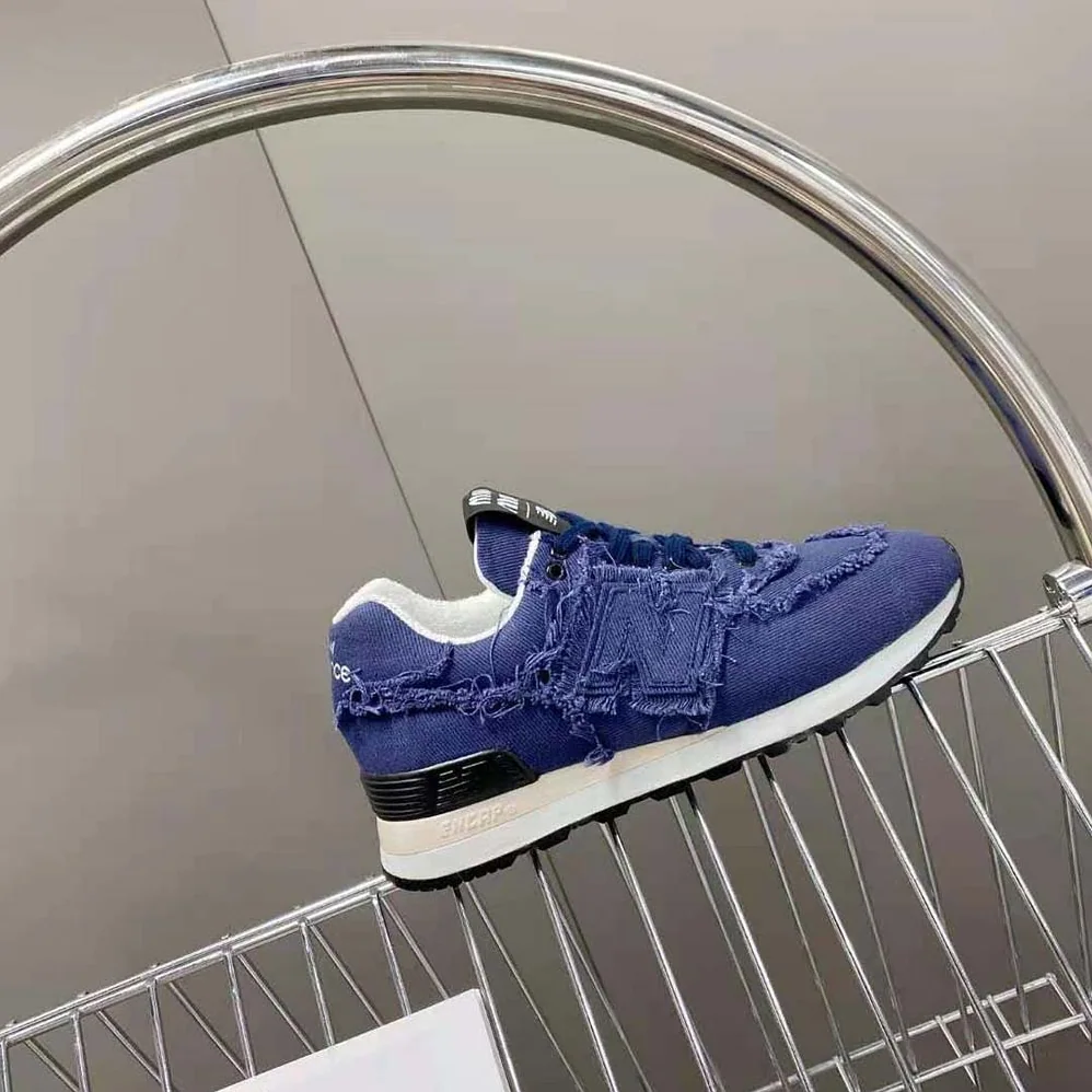 Miu Miu New Balance 574 x Miu Miu Denim Sneakers for Women in Navy Miu Miu New Balance 574 x Miu Miu Denim Sneakers for Women in Navy