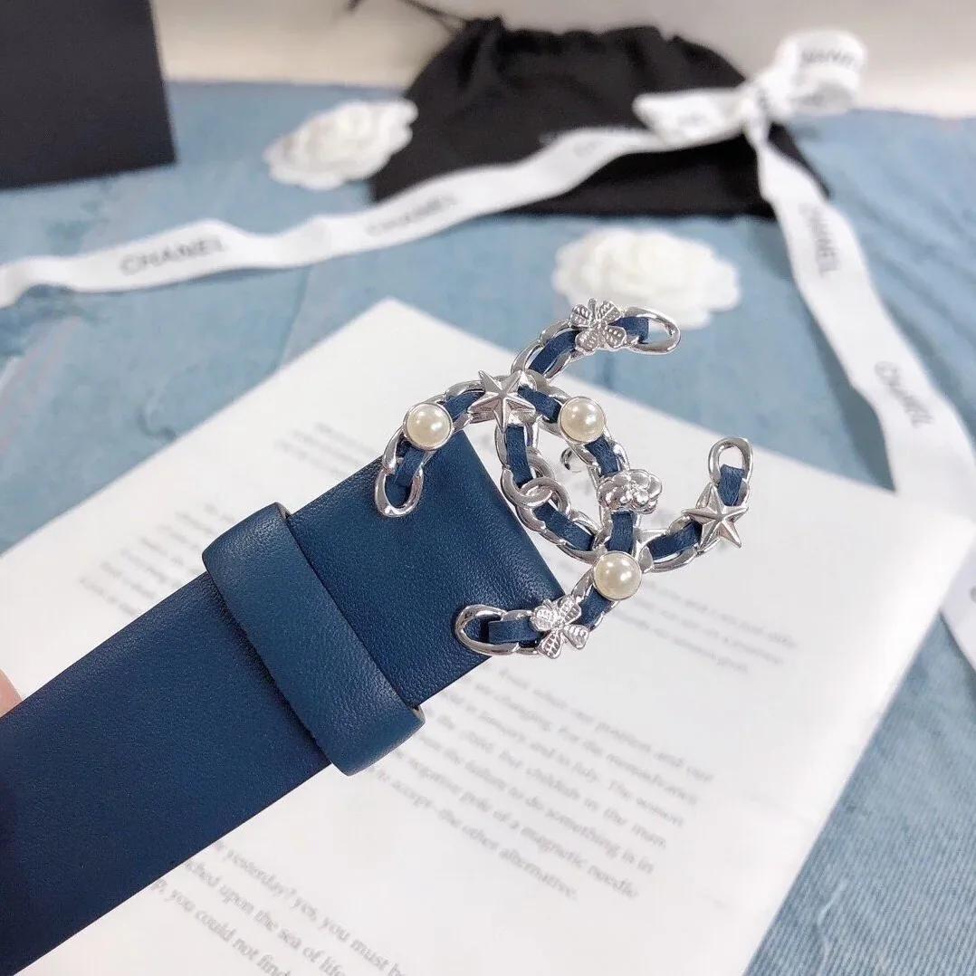 Chanel Belt With Double C Buckle Dark Blue Silver Toned Hardware for Women Chanel Belt With Double C Buckle Dark Blue Silver Toned Hardware for Women