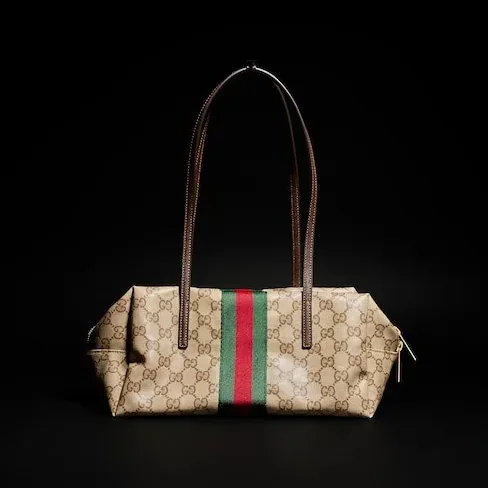 Gucci Melrose Boston Medium Shoulder Bag / Sand/ Dark Brown Gold Hardware