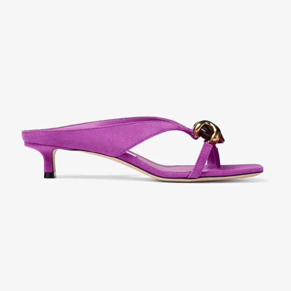 Jimmy Choo Emeri Stone 35 Violet Orchid And Dark Amber Suede Sandals for Women