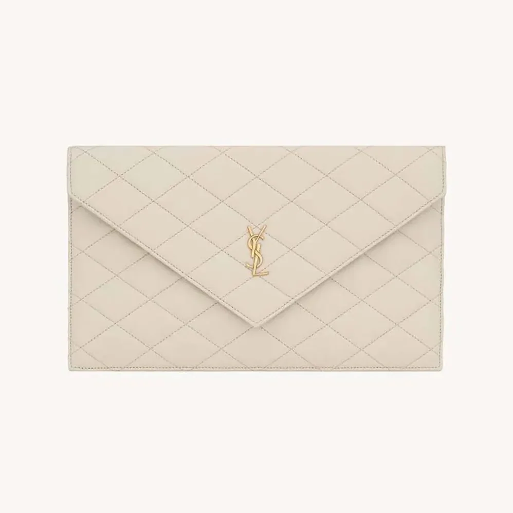 Saint Laurent YSL Paris Pouch In Lambskin White for Women Saint Laurent YSL Paris Pouch In Lambskin White for Women