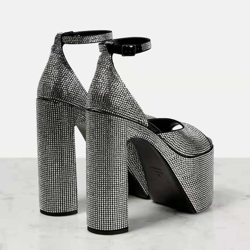 Balenciaga Camden 160mm Sandal with Rhinestones in Black for Women Balenciaga Camden 160mm Sandal with Rhinestones in Black for Women