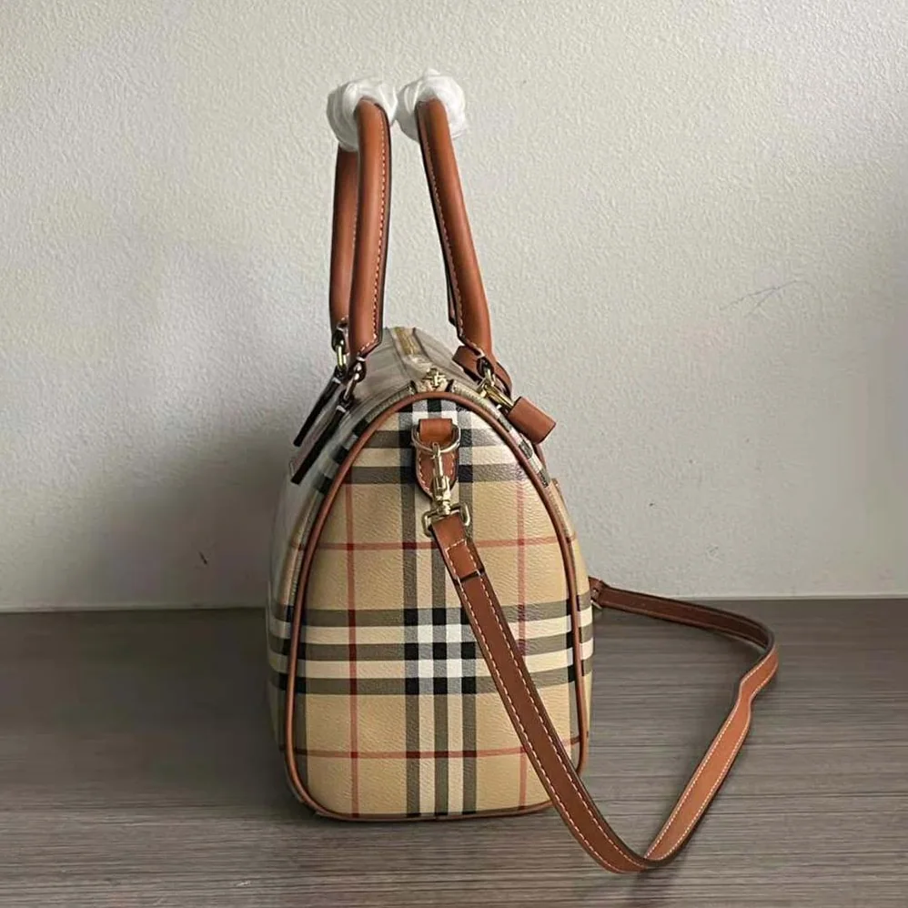 Burberry Check Medium Bowling Bag for Women in Brown