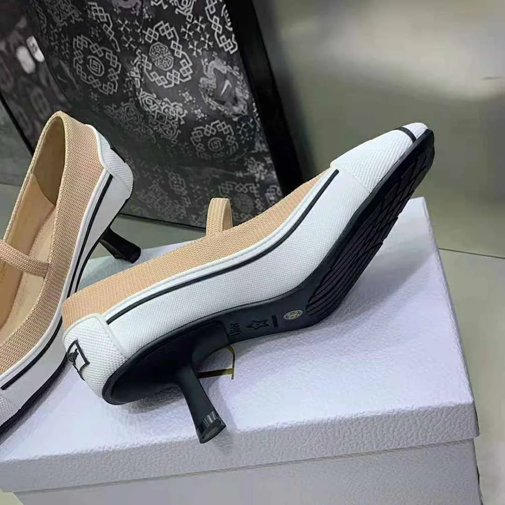 Dior D-Motion Pump Nude Technical Fabric and White Rubber for Women