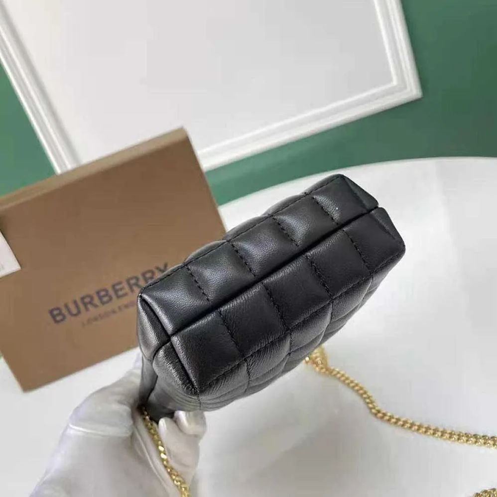 Burberry Micro Quilted Lambskin Lola Bucket Bag for Women in Black