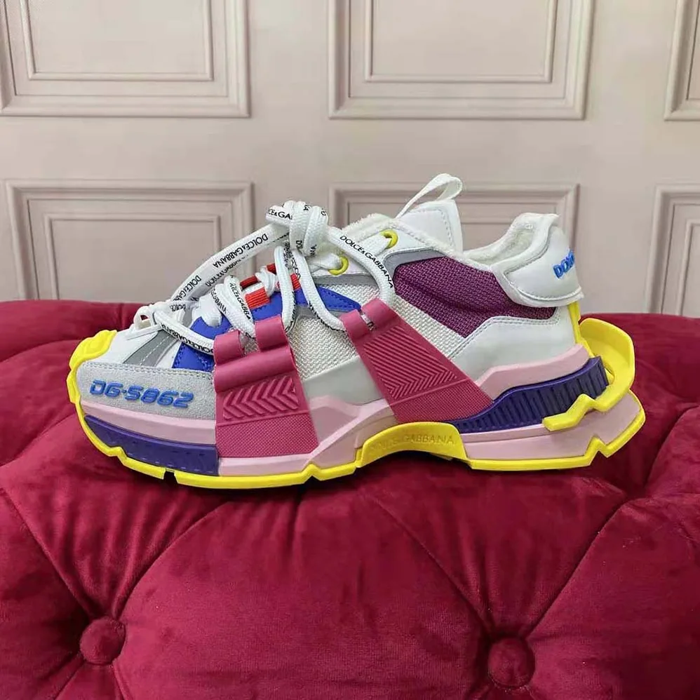 Dolce Gabbana D&G Mixed-Material Space Sneakers for Women in Purple Dolce Gabbana D&G Mixed-Material Space Sneakers for Women in Purple