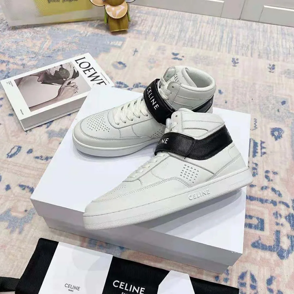 Celine CT-03 High Sneaker with Scratch in Calfskin for Men in White Celine CT-03 High Sneaker with Scratch in Calfskin for Men in White