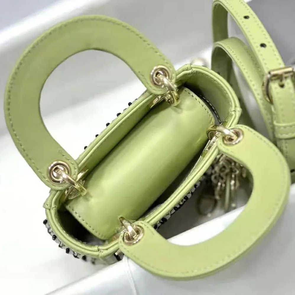 Dior Micro Lady Dior Bag Sage Green Embroidered Calfskin with Multicolor Sequins for Women Dior Micro Lady Dior Bag Sage Green Embroidered Calfskin with Multicolor Sequins for Women