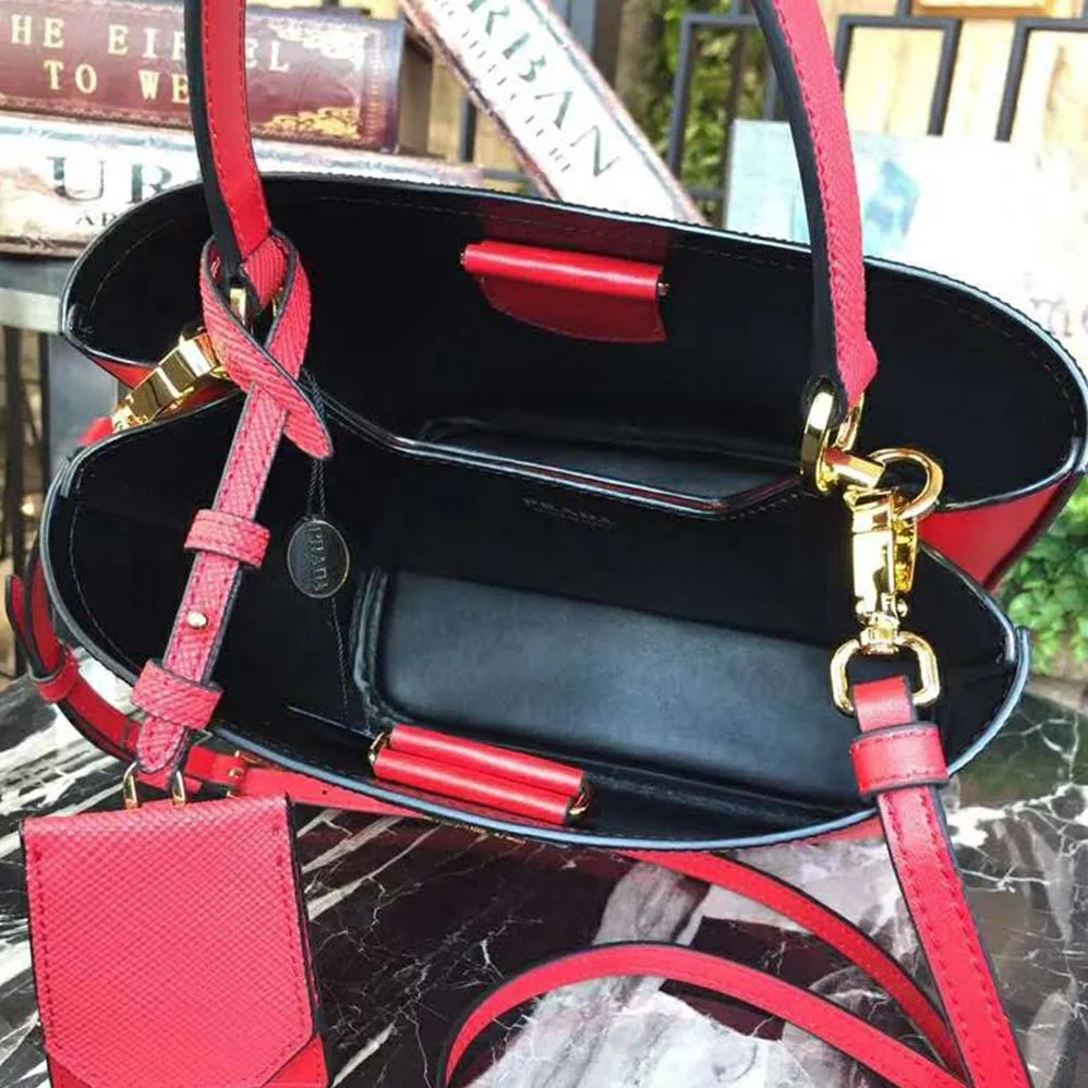Prada Panier Medium Bag in Saffiano Leather for Women in Red Prada Panier Medium Bag in Saffiano Leather for Women in Red