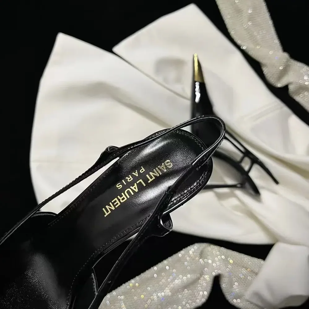 Saint Laurent YSL Jeanne Slingback Pumps In Smooth Leather for Women in Black