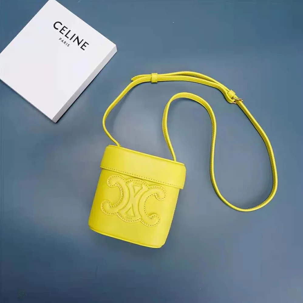 Celine Small Box Cuir Triomphe in Smooth Calfskin for Women in Yellow