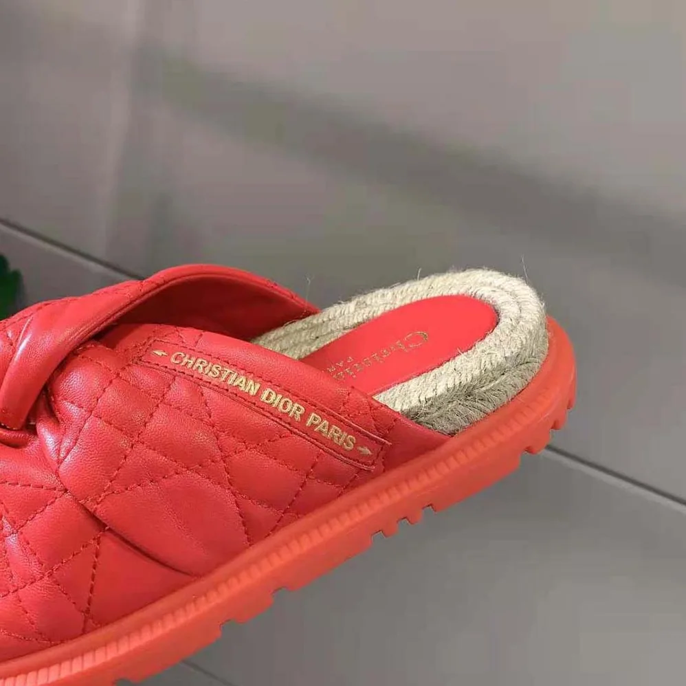 Dior Dtwist Slide Bright Orange Cannage Lambskin for Women