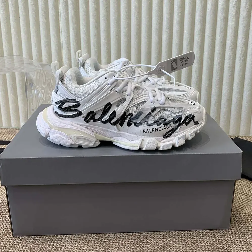 Balenciaga Track Signature Sneaker in White and Black for Unisex Balenciaga Track Signature Sneaker in White and Black for Unisex