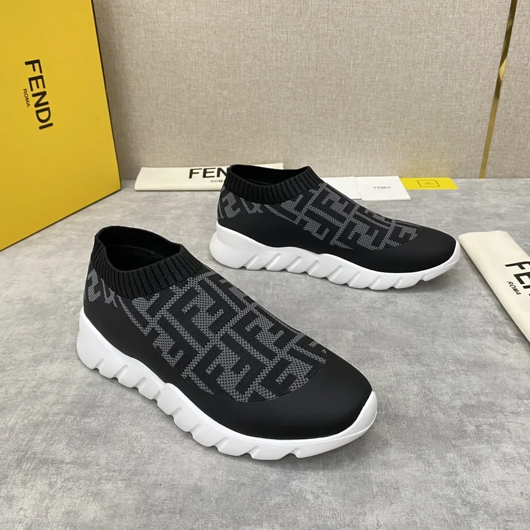 Fendi FD Slip-On Sneakers Black And Grey Fendi FD Slip-On Sneakers Black And Grey